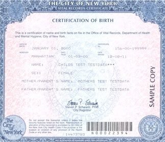 Birth certificate issued by a state or local government