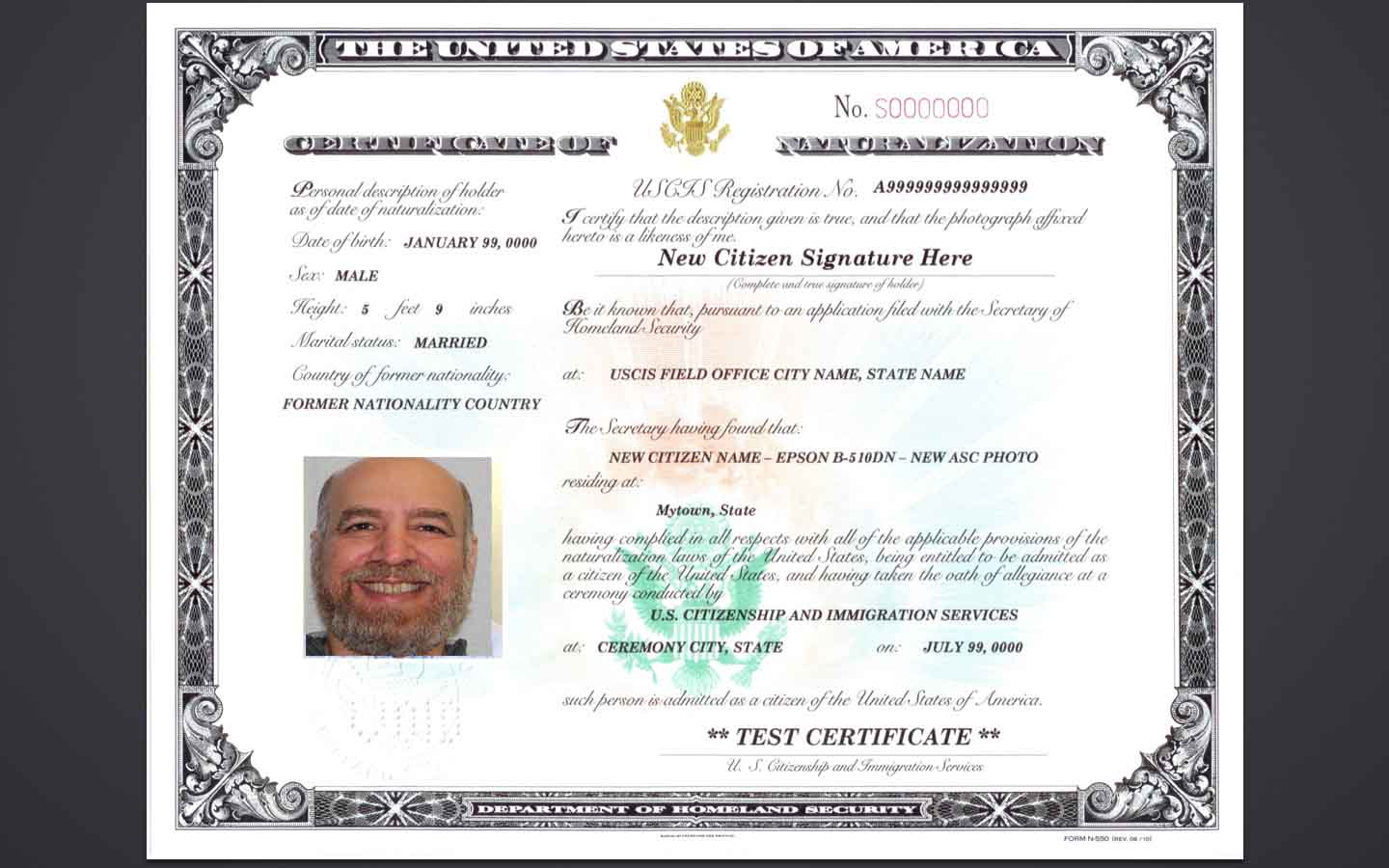 Certificate of Naturalization or Citizenship